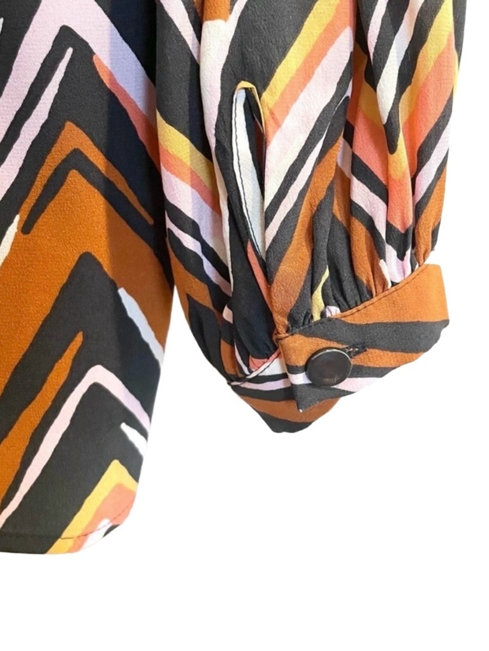 Marie Oliver Silk Chevron Tie Front Blouse XS Boho Multicolor - Picture 4 of 7